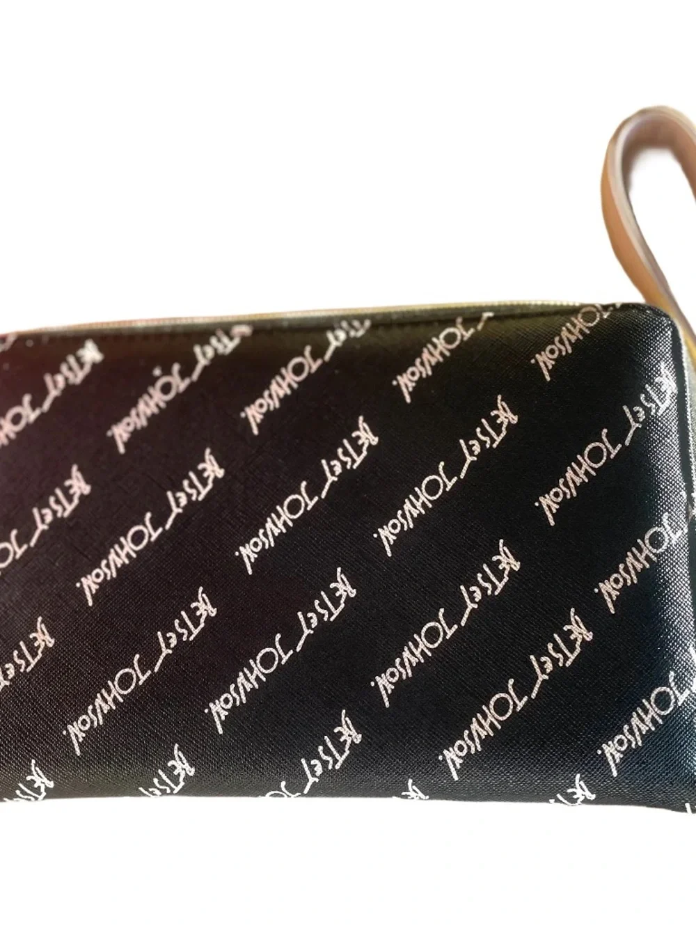 Betsey Johnson Black Wristlet with Gold Heart Accent